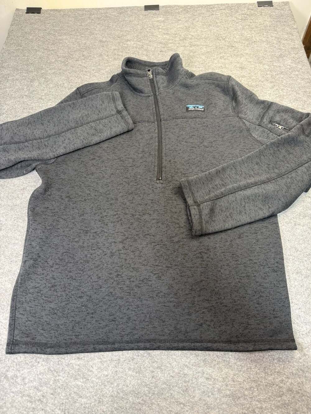 Simply Southern 1/4 Zip Pullover Size Large Gray Fleece Jacket”Jeep”